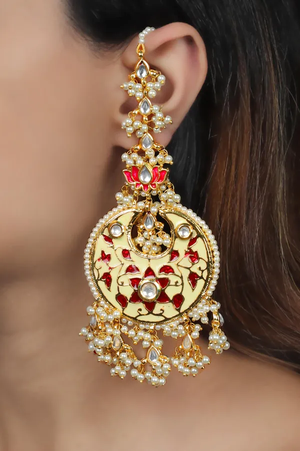 Red Meenakari Lotus Chand Baalis