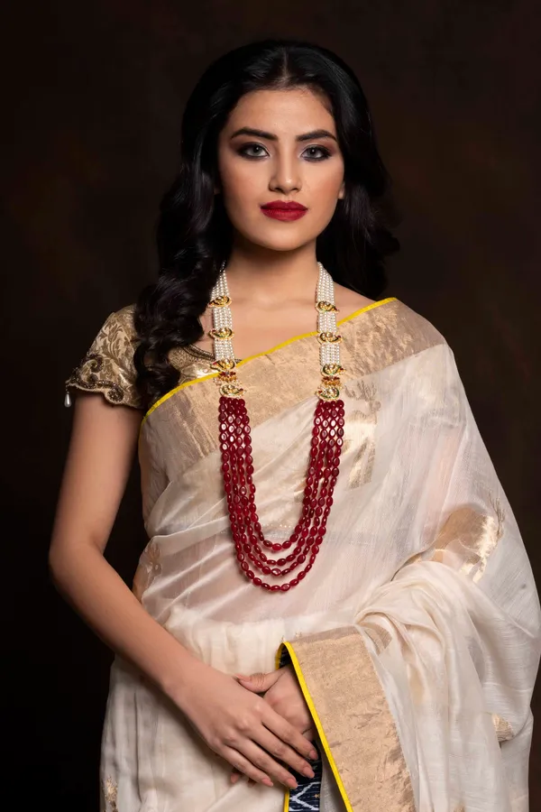 Red Rubies & Pearls Rani Haar Necklace