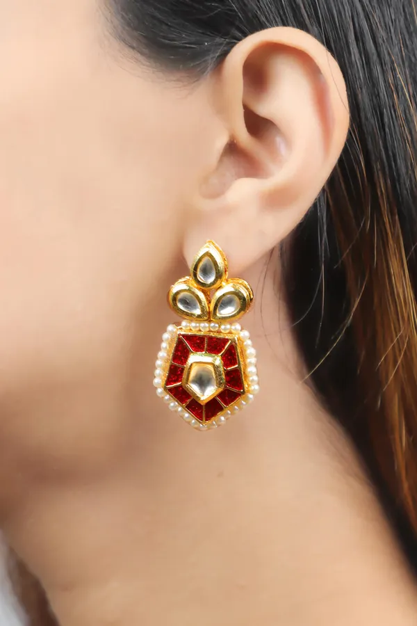 Red Kundan Earrings