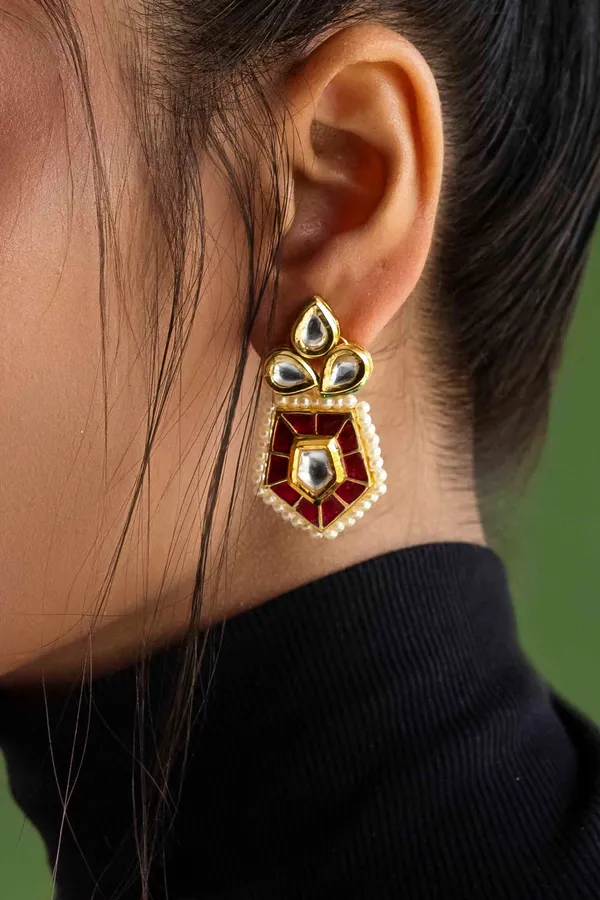Red Kundan Earrings