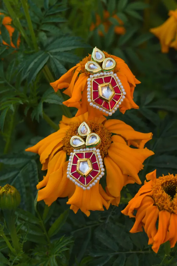 Red Kundan Earrings
