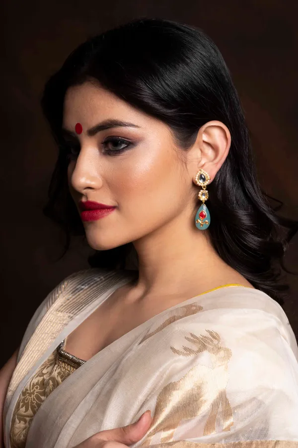 Kundan and Feroza Drop Earrings