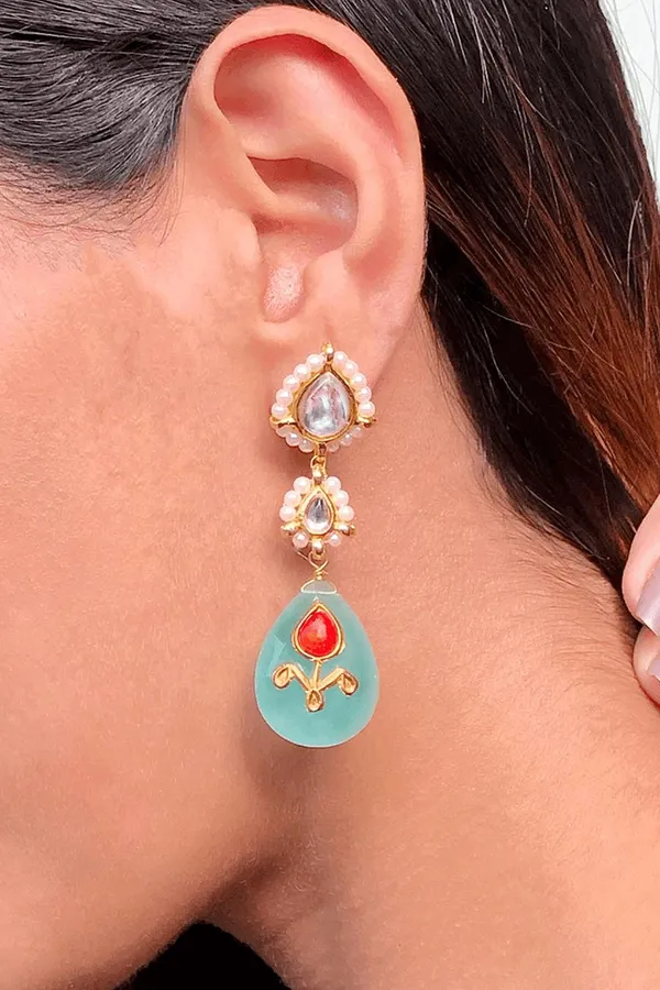 Kundan and Feroza Drop Earrings