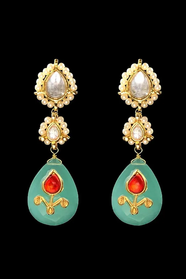 Kundan and Feroza Drop Earrings