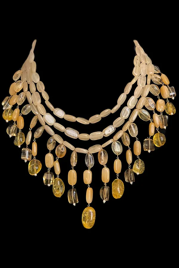 Yellow Citrine Plain Beads Necklace
