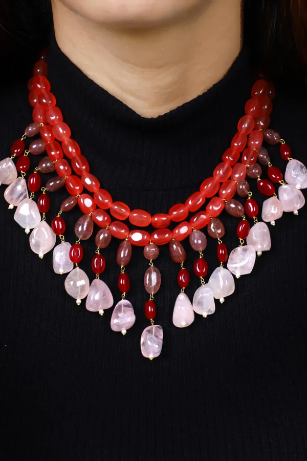 Red Plain Beads Necklace