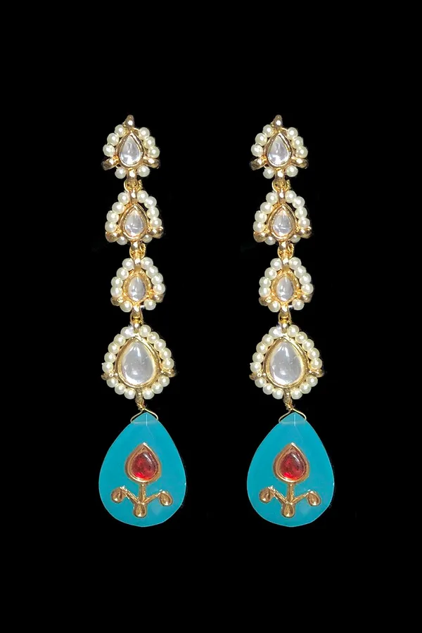 Loaded Kundan & Feroza Drop Earrings