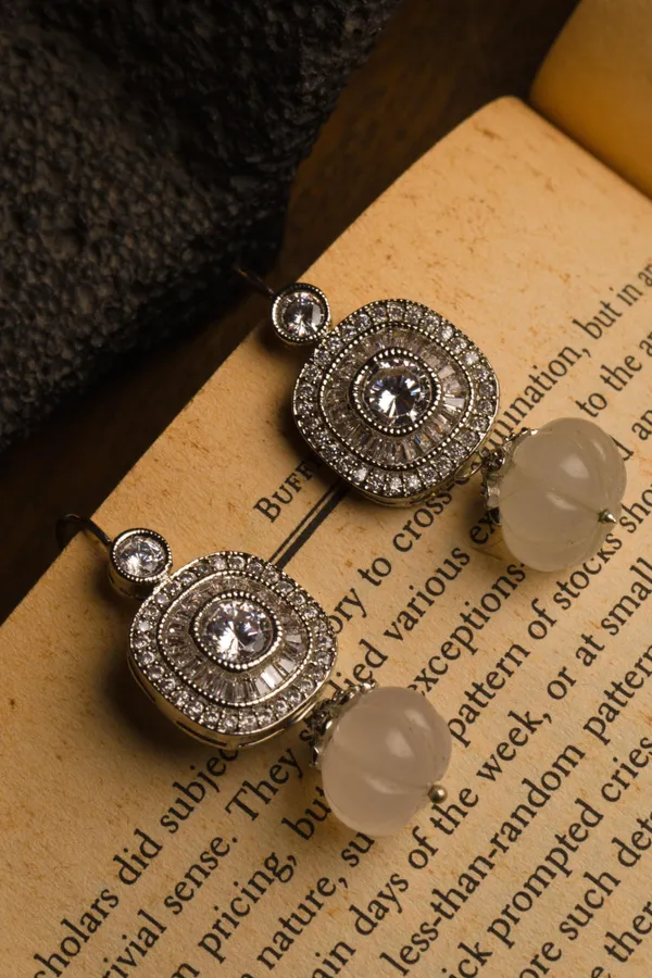 Flower Zirconia Rose Quartz Earrings