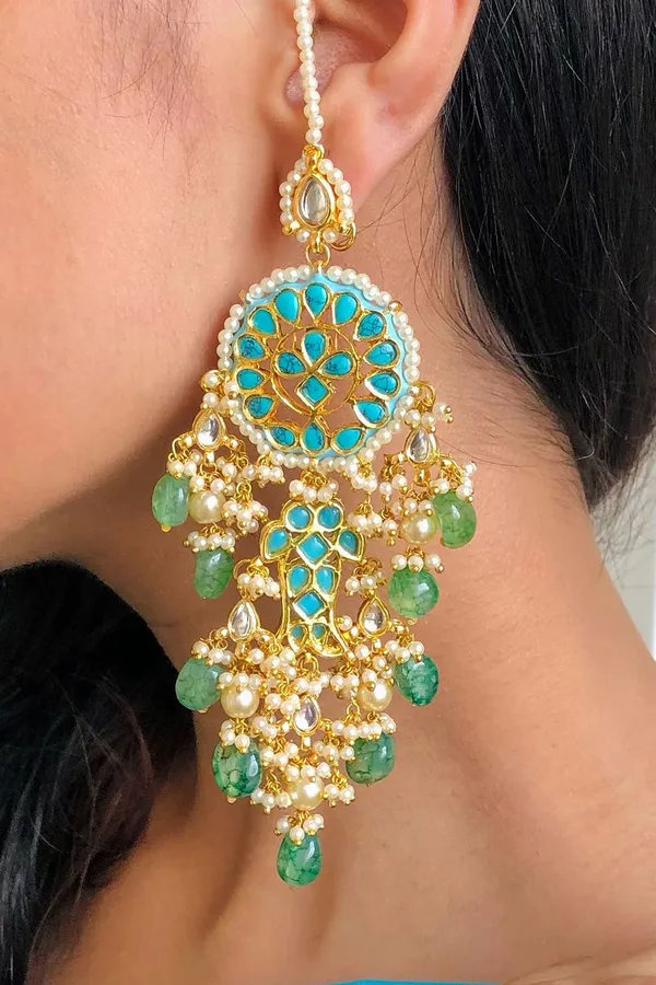 Feroza Green Drops Dangler Earrings