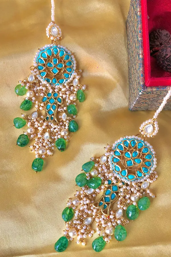 Feroza Green Drops Dangler Earrings