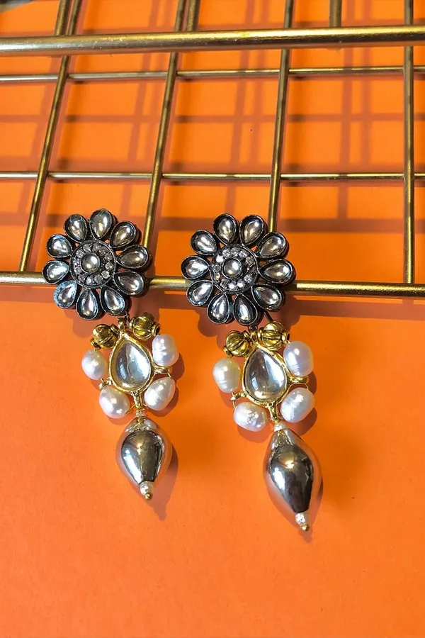 Flower Metal Drop Dangler Earrings & Bracelet