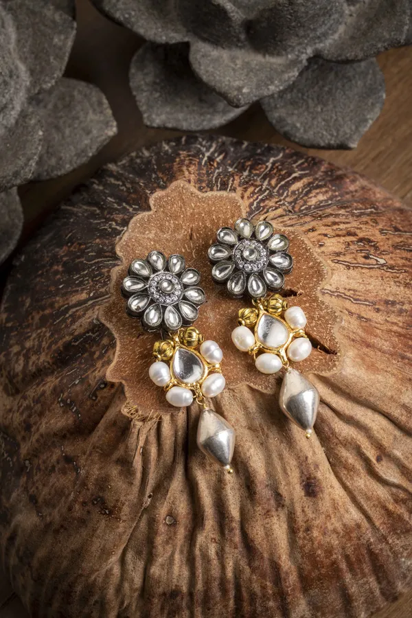 Flower Metal Drop Dangler Earrings & Bracelet