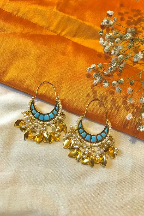 Mini Blue Chand Dangler Earrings