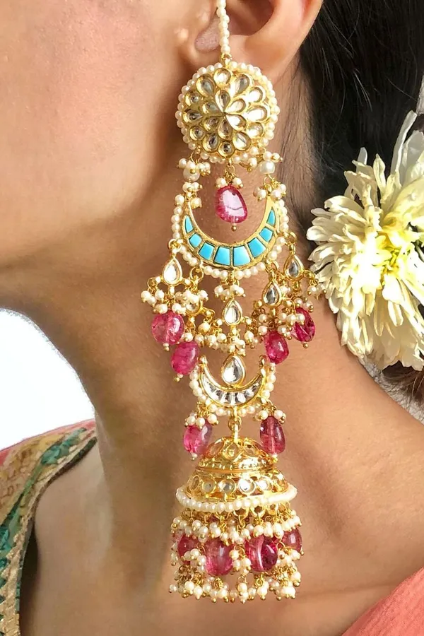 Statement Blue Chand Tourmaline Dangler Earrings