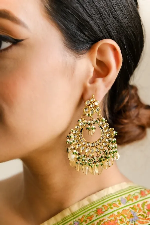 Mini Kundan Chandbali Dangler Earrings