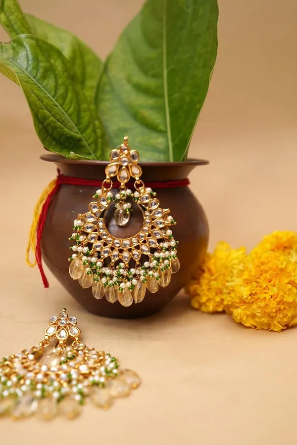 Mini Kundan Chandbali Dangler Earrings