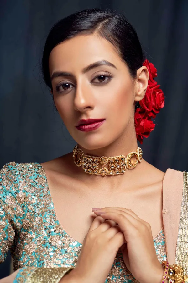 Gold Kundan Chand Choker Necklace