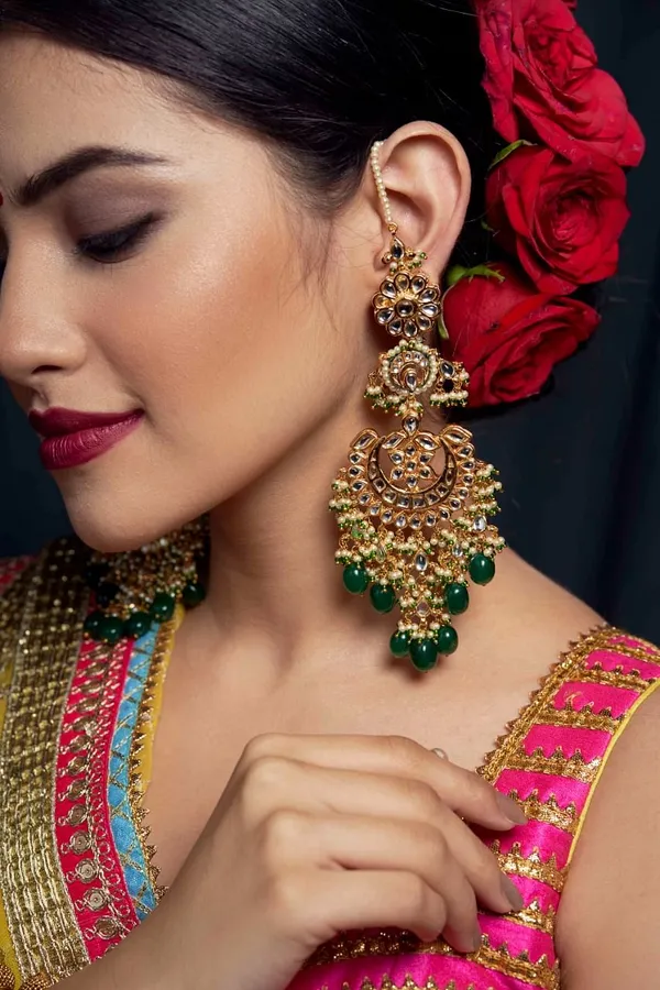 Statement Green Drops Dangler Earrings