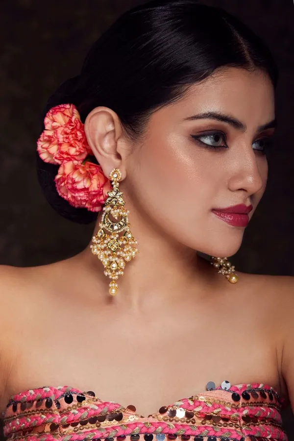 Kundan Dangling Pearls Earrings