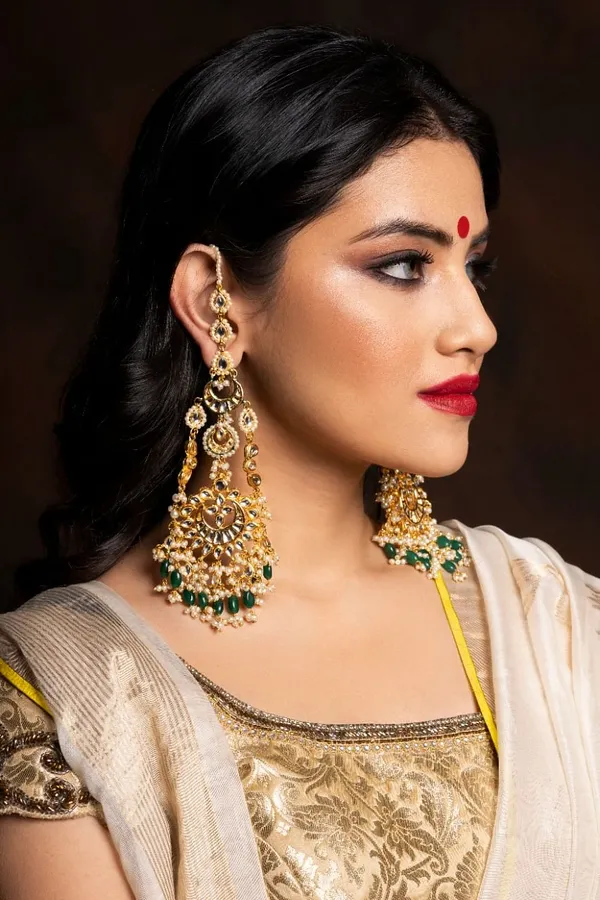 Statement Kundan Green Drops Long Dangling Earrings