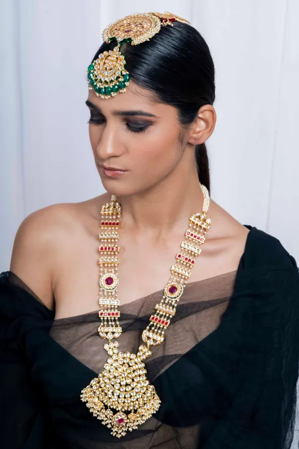 Statement Red Kundan & Meenakari Rani Haar