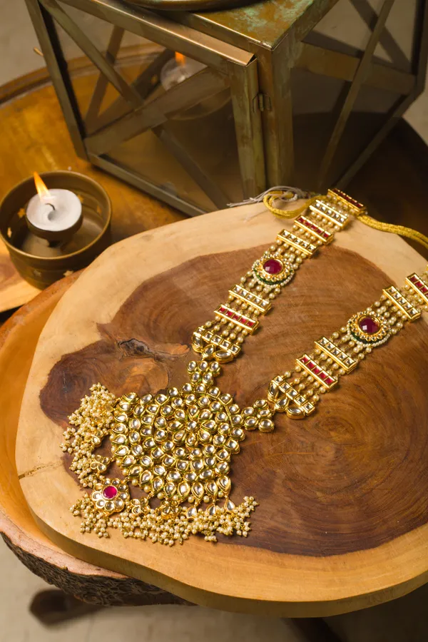 Statement Red Kundan & Meenakari Rani Haar