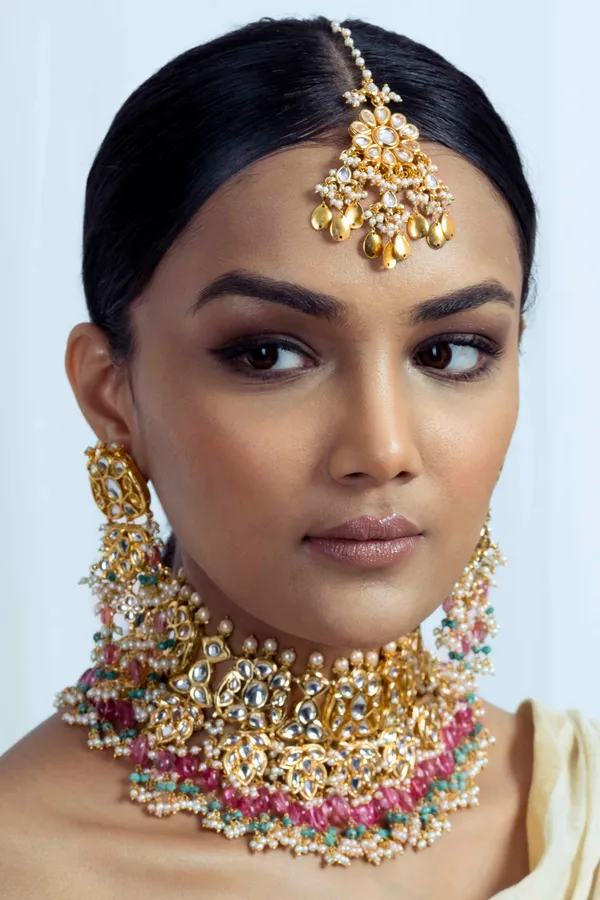 Statement Pink & Green Tourmaline Bridal Earrings