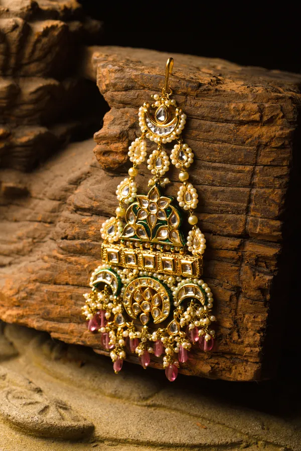 Gold & Green Meenakari Tourmaline Drops Passa