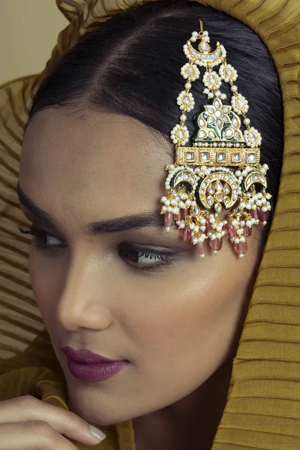 Gold & Green Meenakari Tourmaline Drops Passa