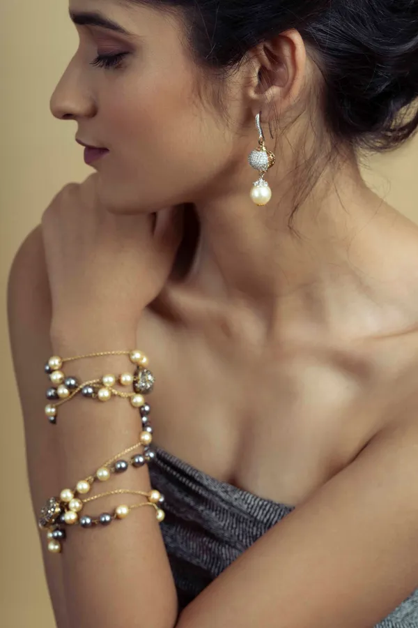 Cubic Zircon Pearl Dangler Drop Earrings