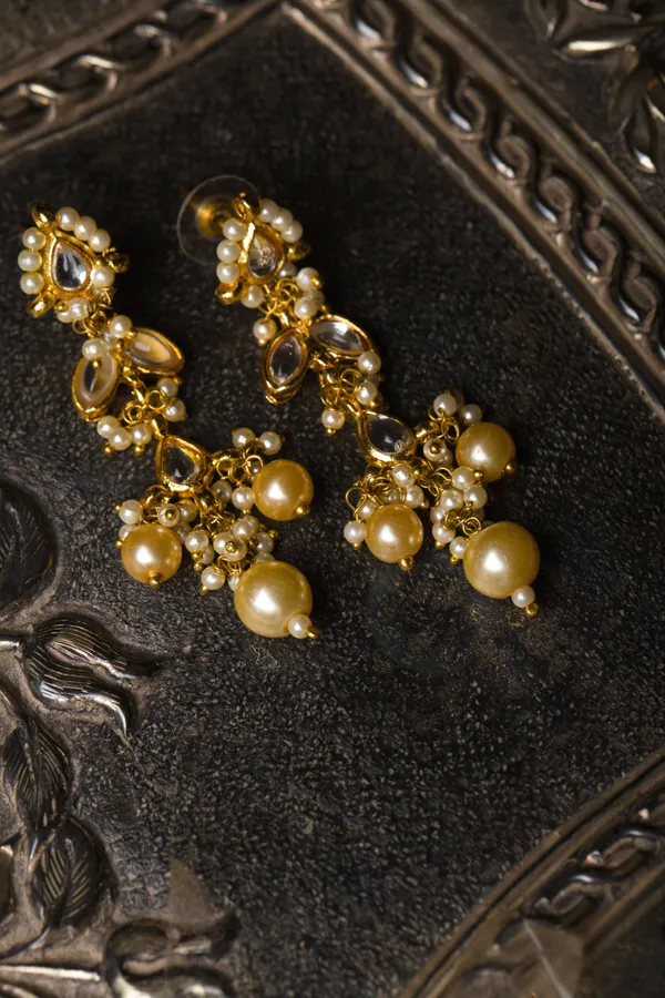 Kundan Pearl Dangler Earrings