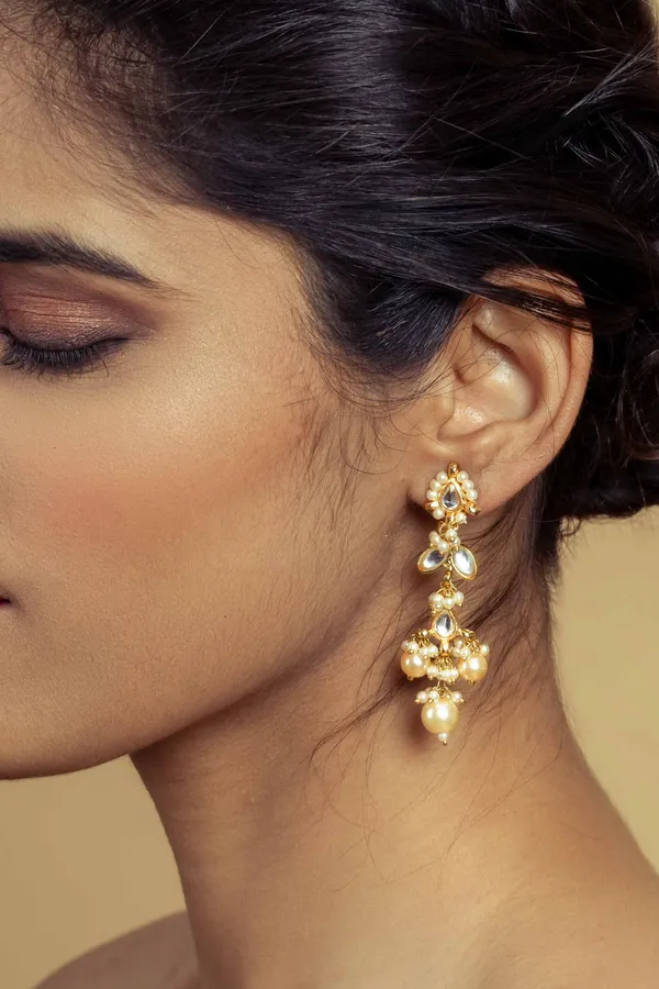 Kundan Pearl Dangler Earrings
