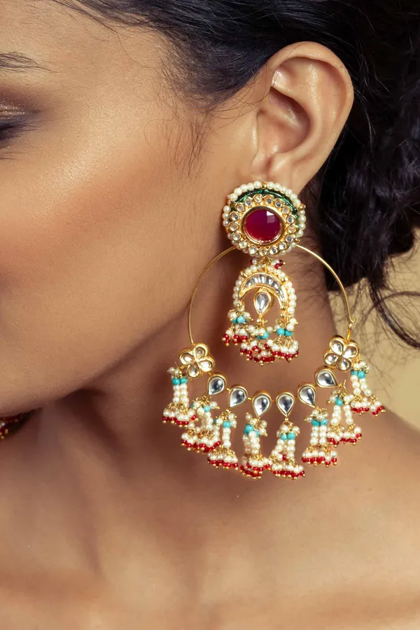 Loaded Statement Feroza Beads Hint Of Red Baalis