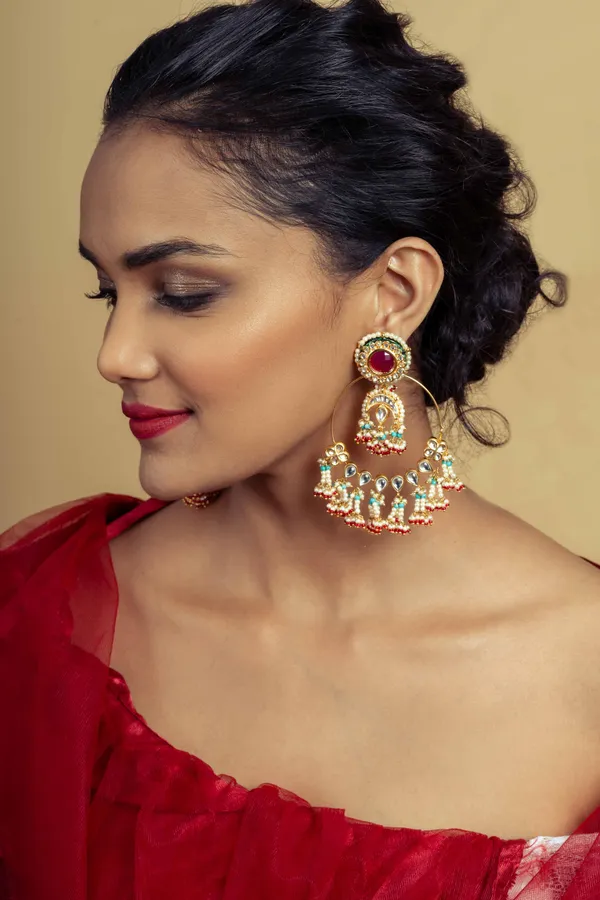 Loaded Statement Feroza Beads Hint Of Red Baalis