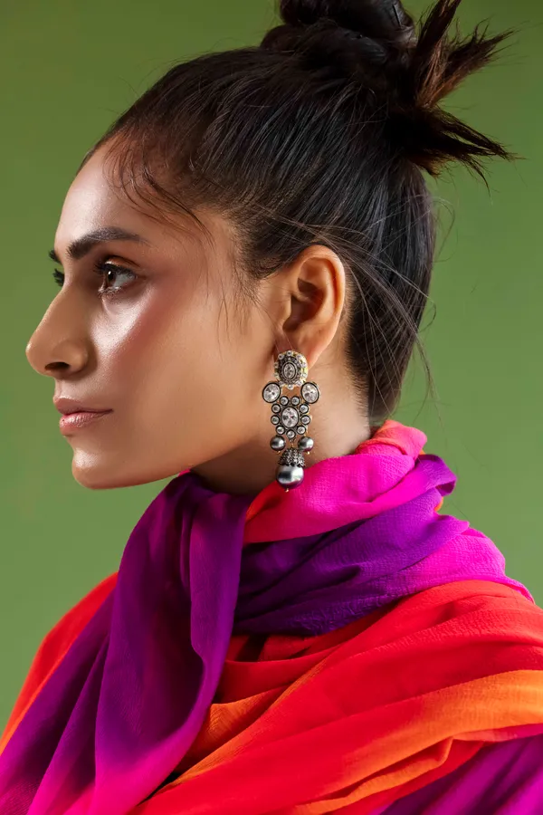 Black & White Grey Drop Zircon Earrings