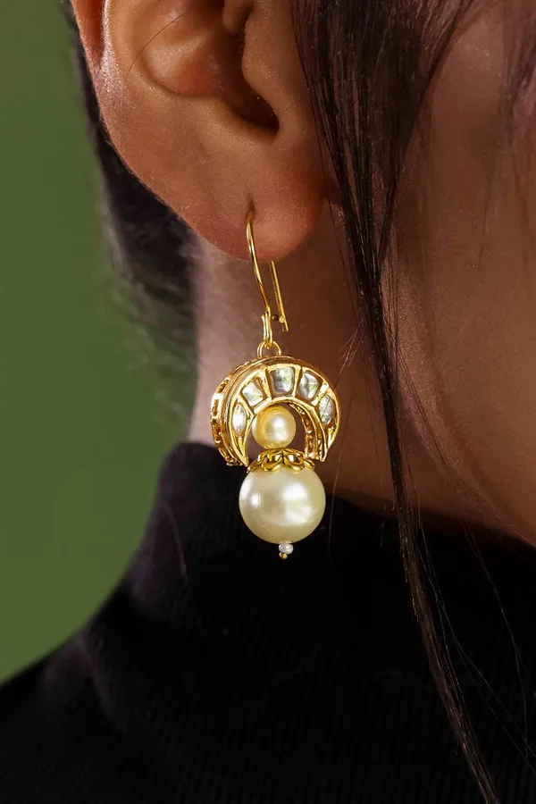 Golden Chand Pearl Drop Earrings