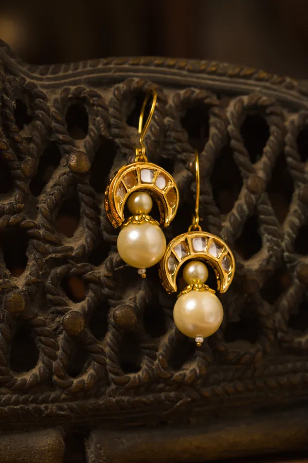 Golden Chand Pearl Drop Earrings