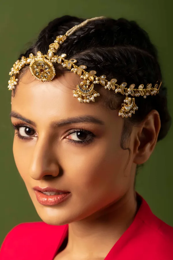 Golden Kundan Chand Borla Mathapatti