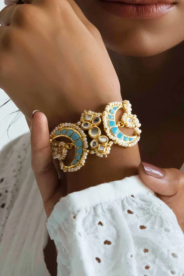 Feroza Kundan Chand Pearls Bracelet