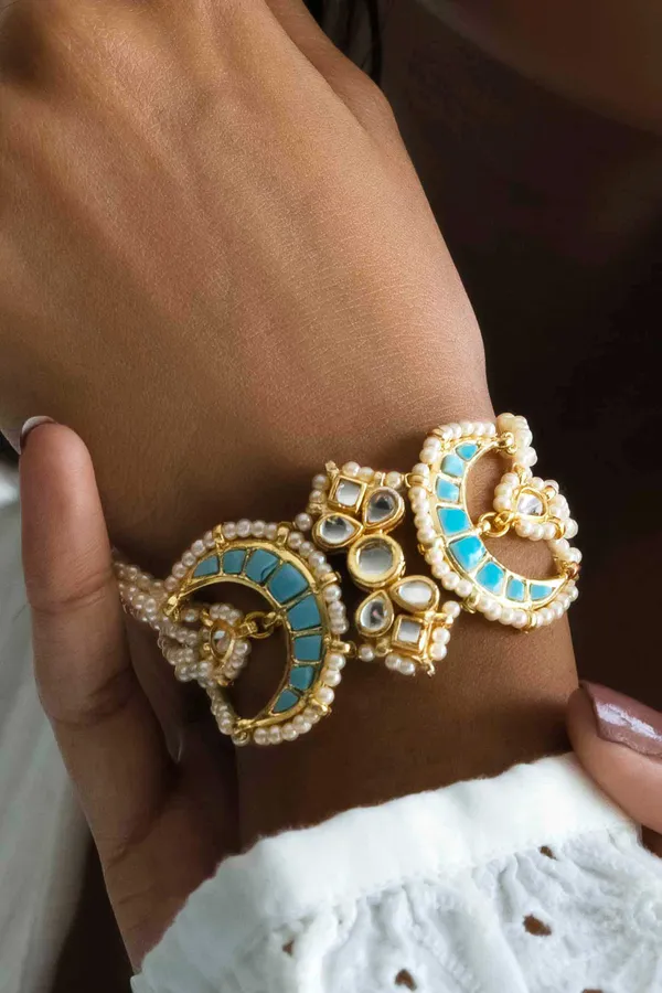 Feroza Kundan Chand Pearls Bracelet