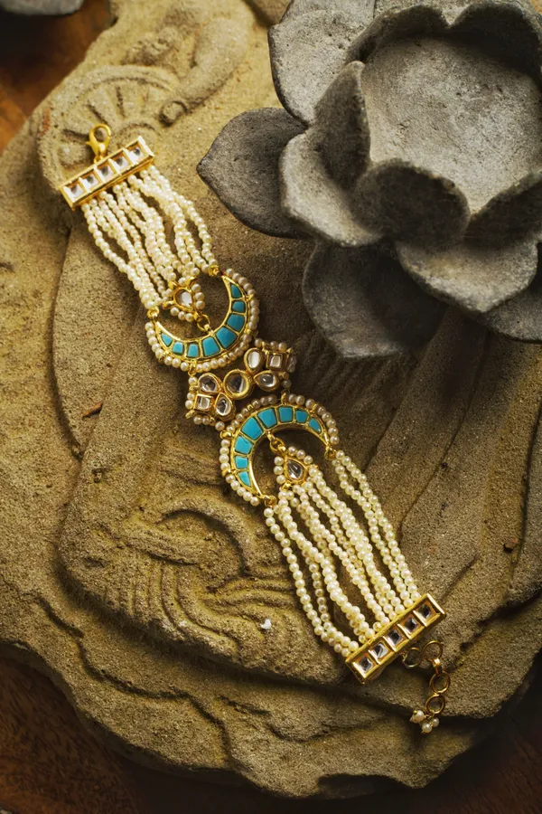 Feroza Kundan Chand Pearls Bracelet