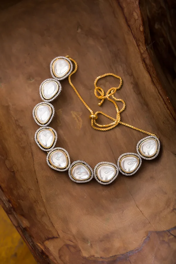 White & Silver Zirconia Choker Necklace