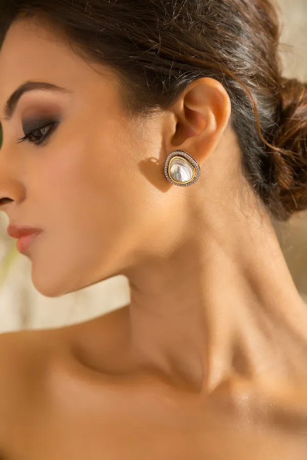 Silver & Gold Zirconia Earring Studs