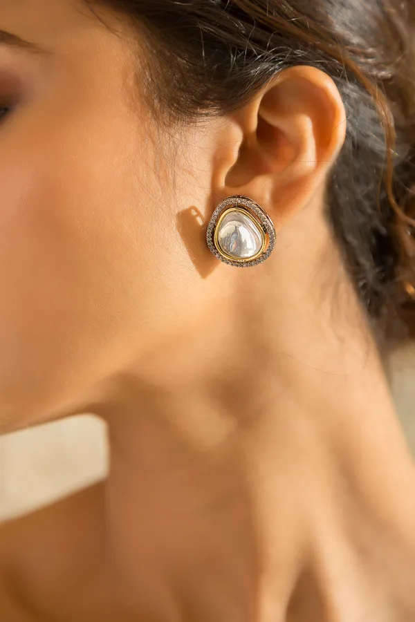 Silver & Gold Zirconia Earring Studs