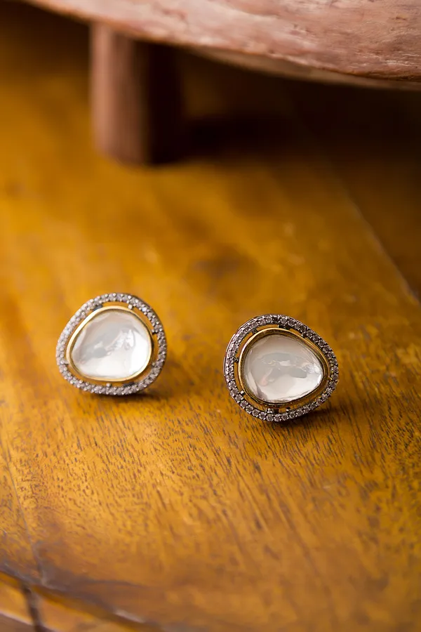 Silver & Gold Zirconia Earring Studs