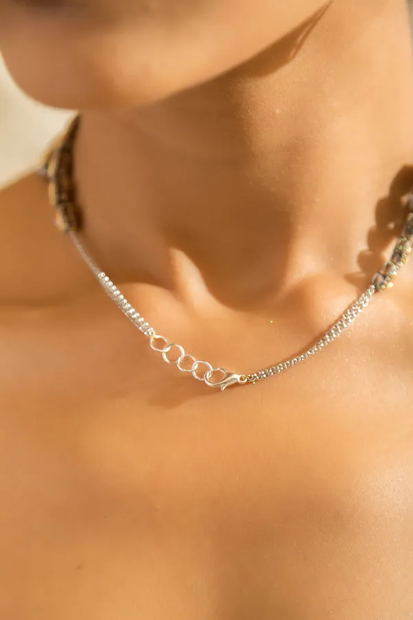 Silver & Gold Zirconia Necklace & Earrings Set
