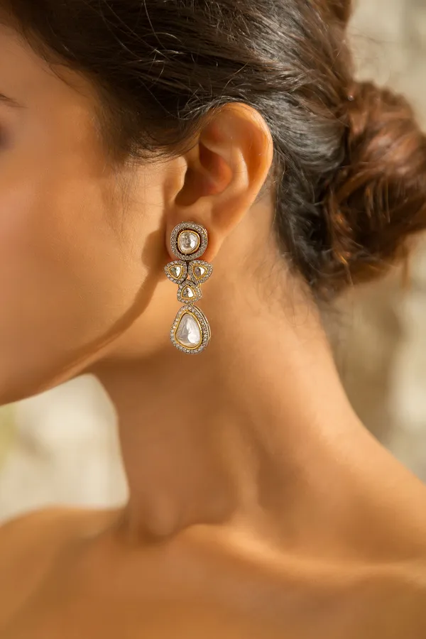 Silver & Gold Zirconia Dangler Earrings