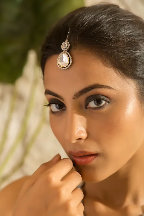 Gold & Silver Zirconia Maang Tikka