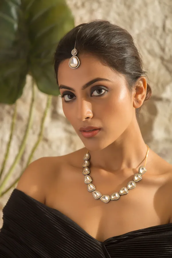 Gold & Silver Zirconia Maang Tikka