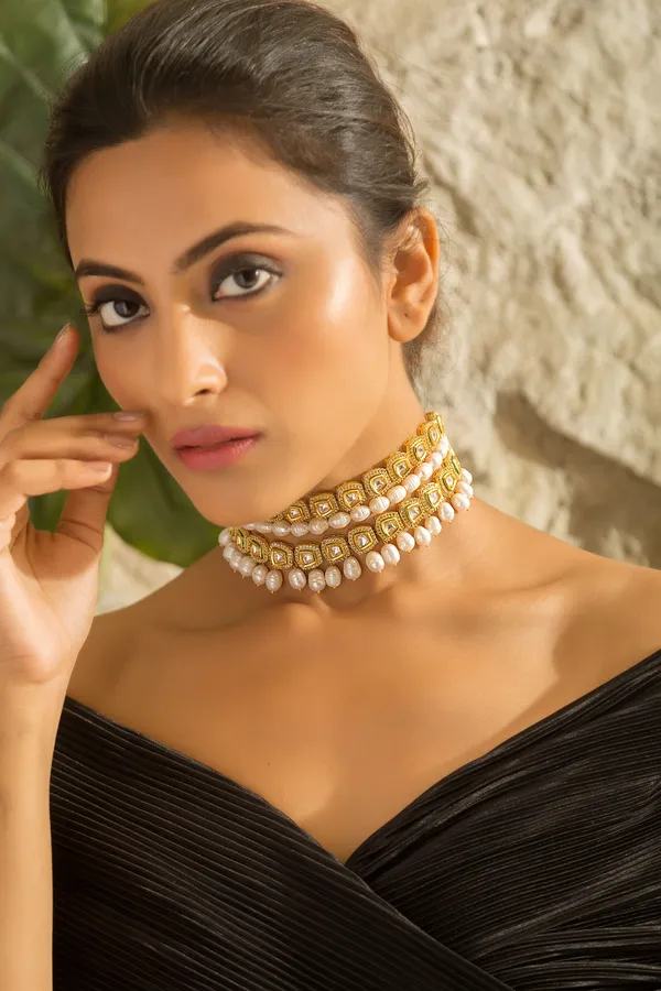Statement Silver & Gold Zirconia Choker Necklace